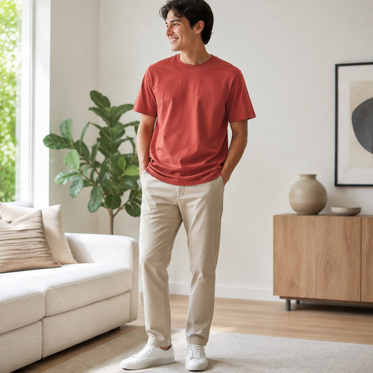 230gsm combed cotton tee - minimal lifestyle setting