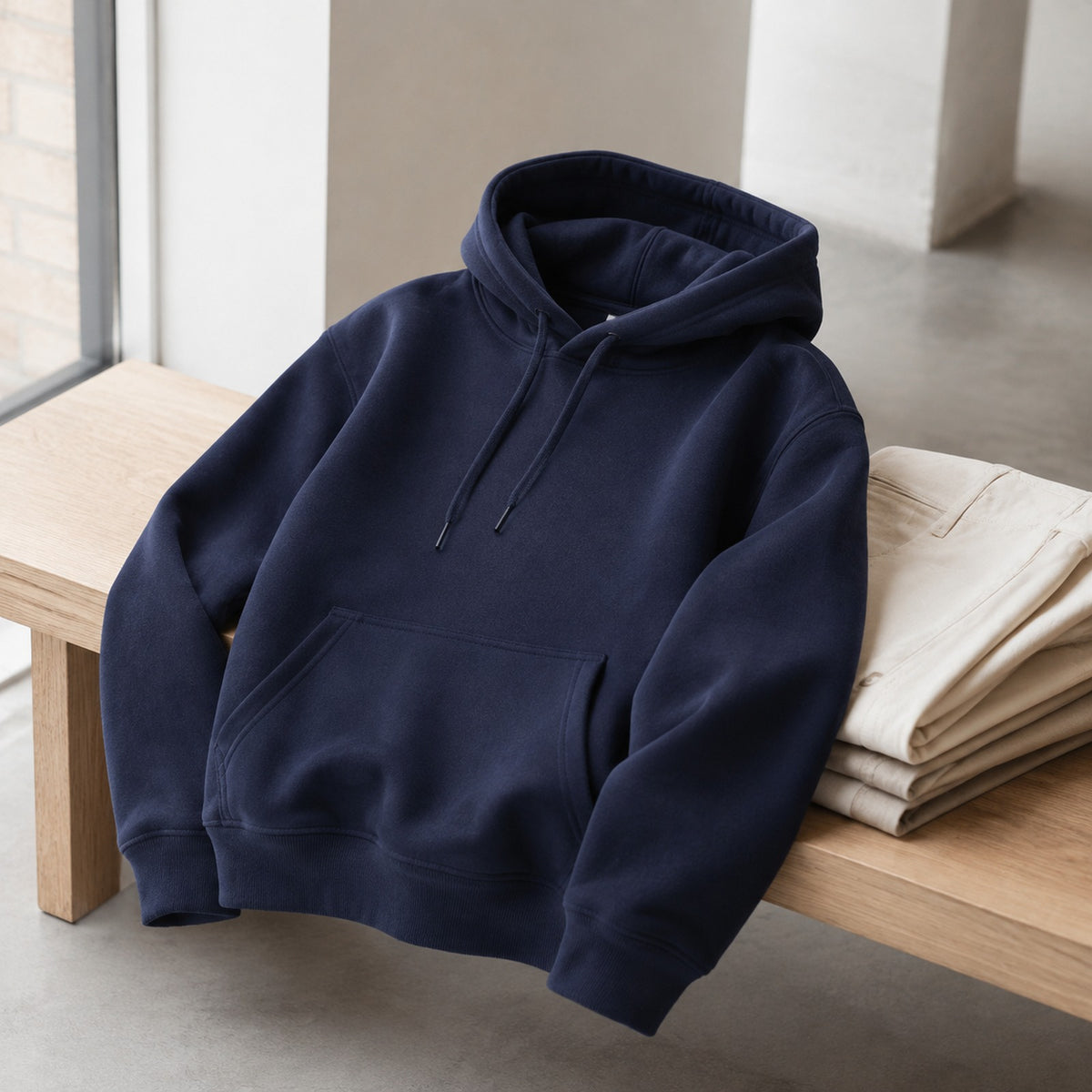 500gsm heavyweight pullover hoodie - minimal lifestyle setting