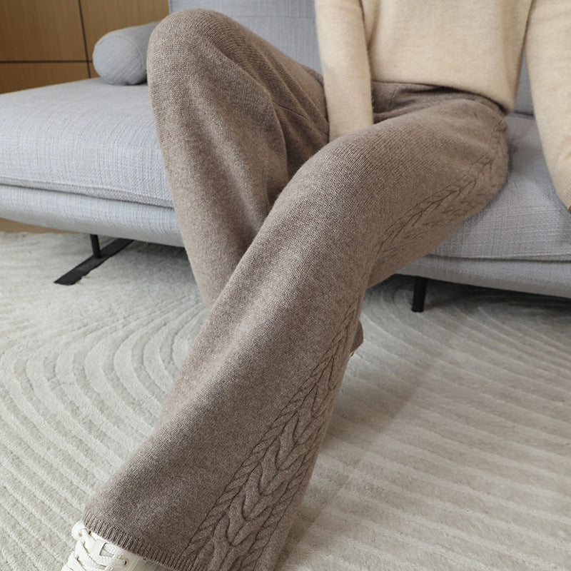 Cable-knit wide-leg pants