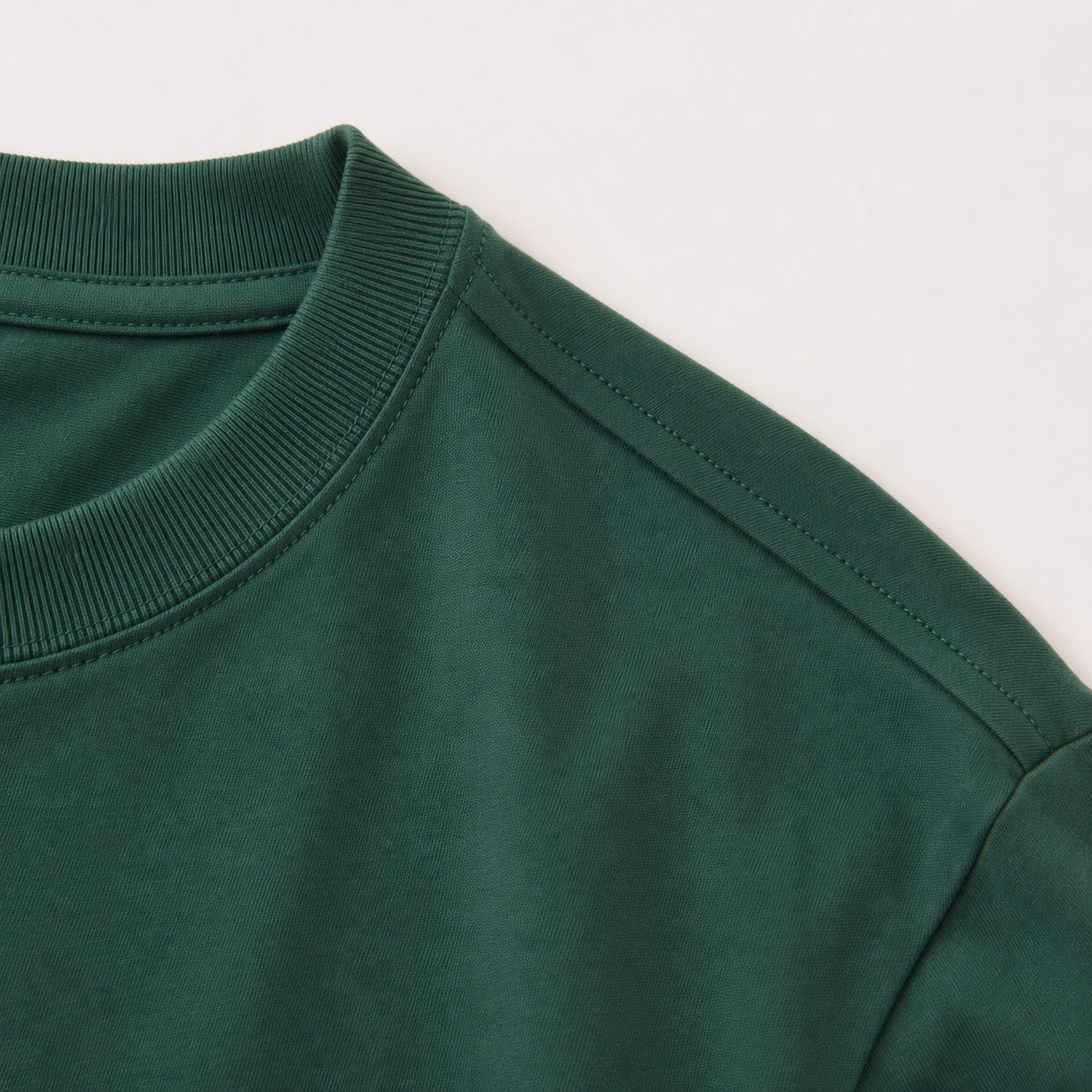 Relaxed cotton T-shirt fabric and neckline detail