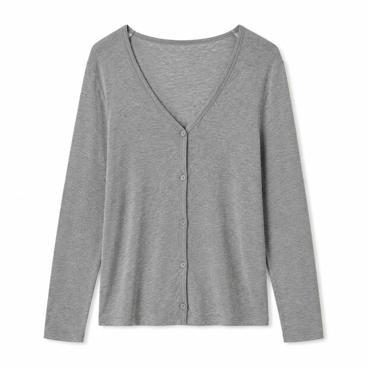 v neck lyocell knit cardigan - full product view