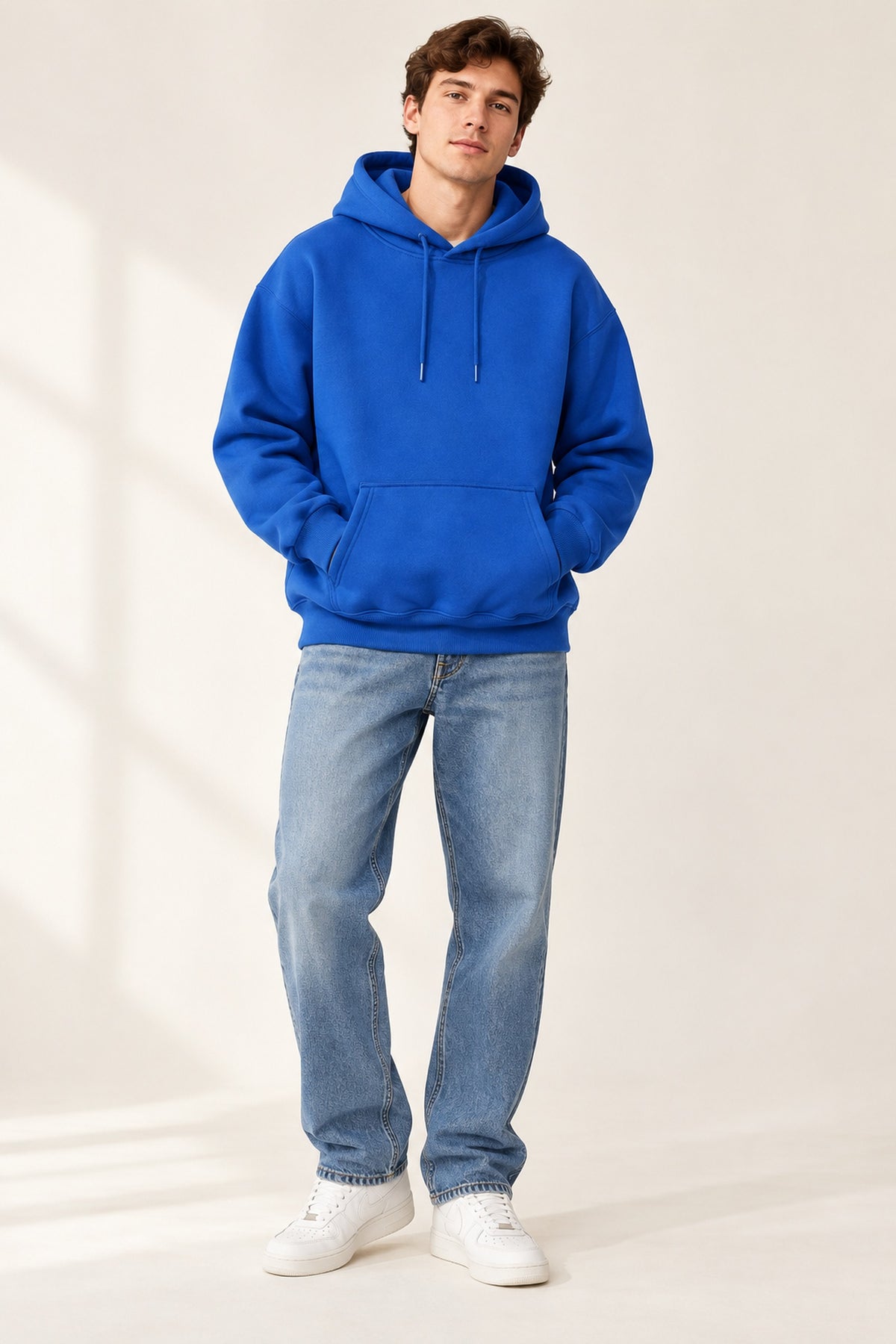 600gsm-fleece-lined-pullover-hoodie model-lifestyle