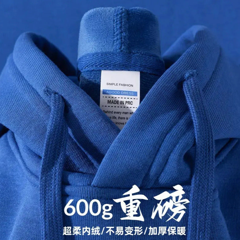 Fleece-lined heavyweight pullover hoodie